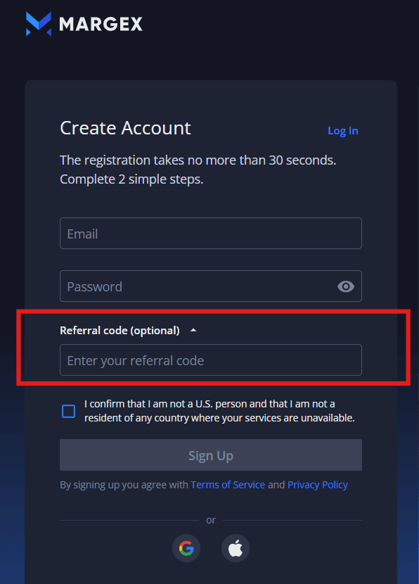 how to use margex referral code