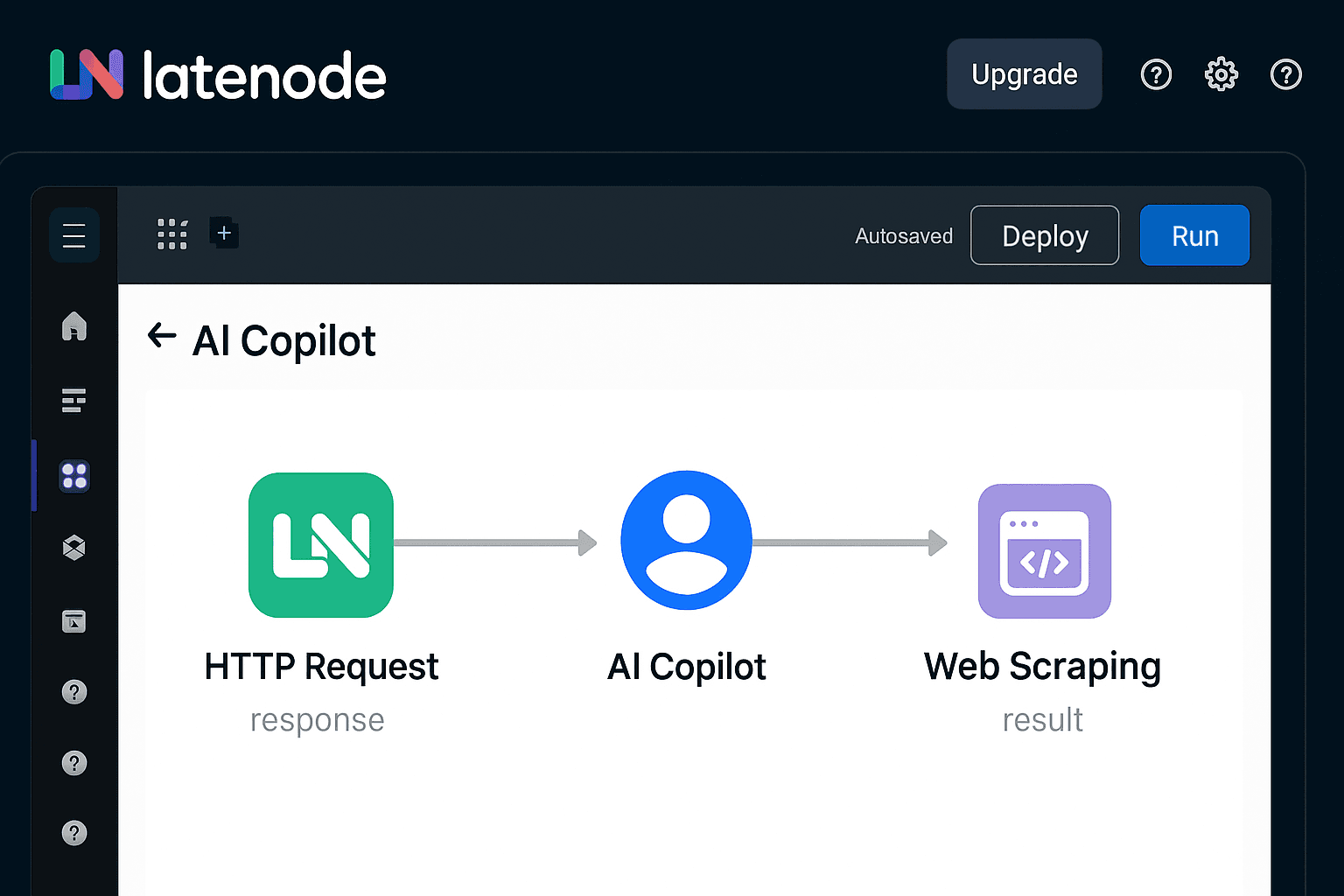Latenode automation builder with AI Copilot and Web Scraping